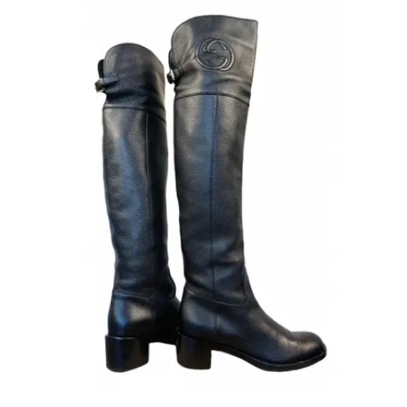 Gucci // Over Knee Soho Pebble Grain Leather Boots // Size 37 - Picture 1 of 1